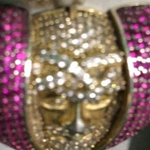 Jesus in a heart pendant 3D purple diamonds (pendant only)